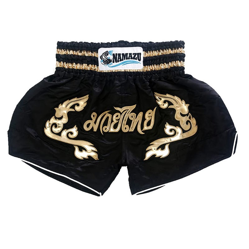 NAMAZU Muay Thai Shorts for Men and Women, High Grade MMA Gym Boxing Kickboxing Shorts Workout Training Grappling Martial Arts Fight Shorts Clothing. Black - Image 1